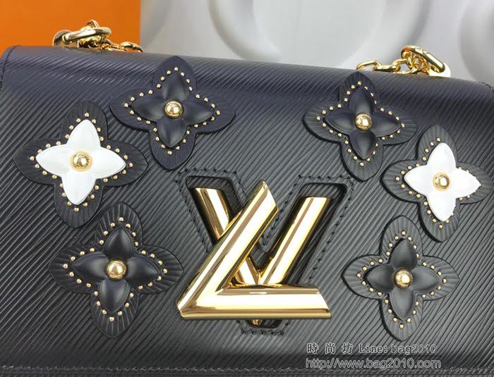 路易威登LV女包 頂級原單 M53762黑 2019年春夏 高定系列 Twist中號手袋 鑲綴別致圖案 鏈條肩背 斜挎包  ydh2685